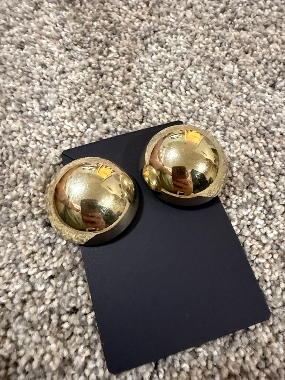 Gold Tone Dome Statement Earrings Women’s Jewelry - Picture 2 of 8